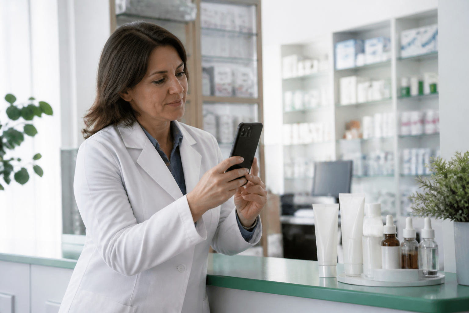 Farmacia mostrando sus productos y promociones en línea